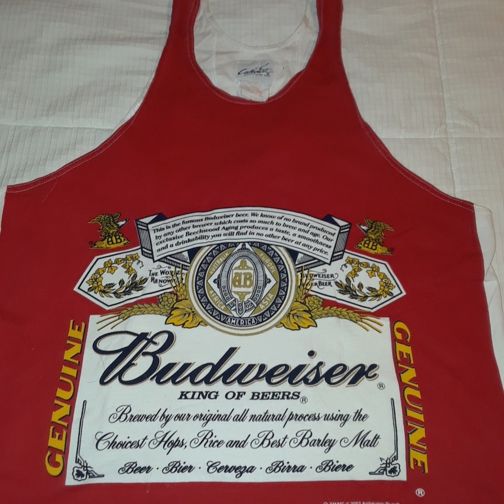 Vintage Budweiser Tank Top, two tone white back